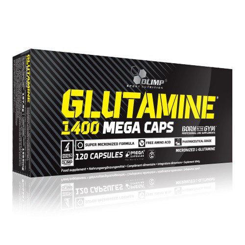Глютамин Olimp L-Glutamine 1400 Mega Caps 1 блистер (30 капс) олимп мега капс,  мл, Olimp Labs. Глютамин. Набор массы Восстановление Антикатаболические свойства 