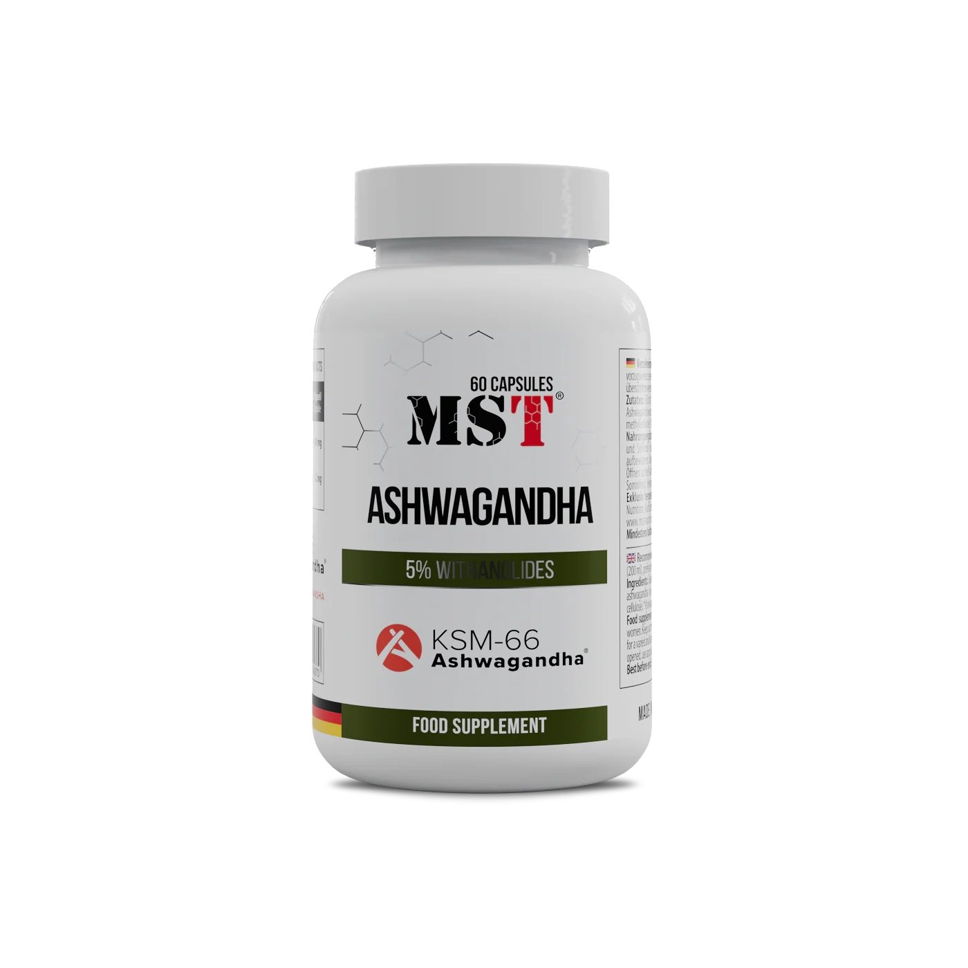 Натуральная добавка MST Ashwagandha KSM-66, 60 капсул,  ml, MST Nutrition. Natural Products. General Health 