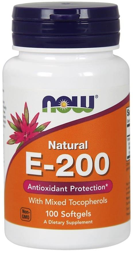 Вітамінна добавка NOW Foods Vitamin E-200 IU Mixed Tocopherols Softgels 100 caps,  мл, Now. Витамин E. Поддержание здоровья Антиоксидантные свойства 