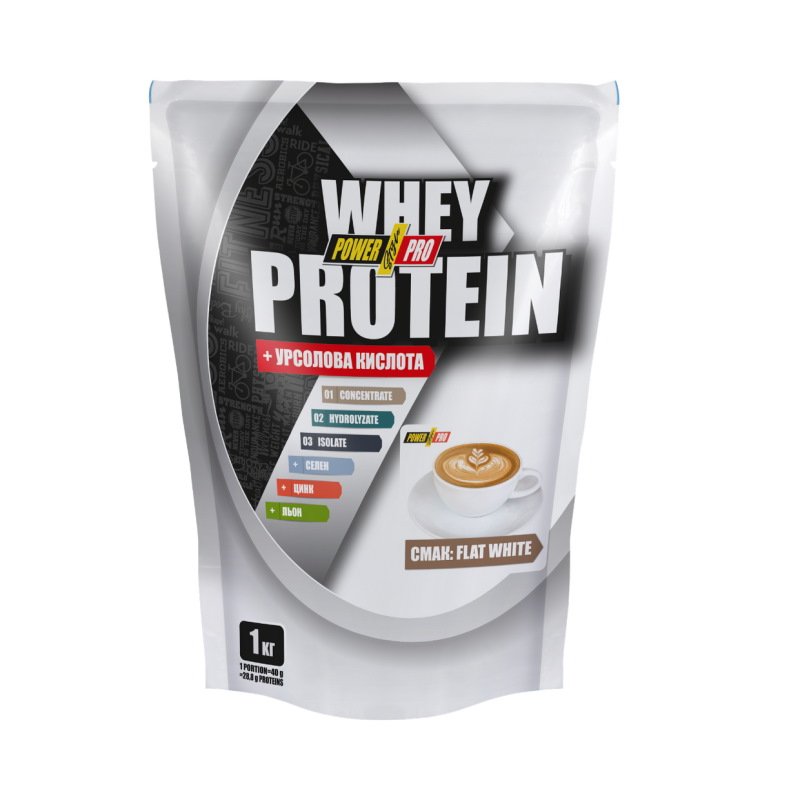 Протеин Power Pro Whey Protein, 1 кг Флэт уайт,  мл, Power Pro. Протеин. Набор массы Восстановление Антикатаболические свойства 