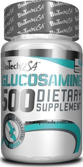 Biotech Glucosamine 500 60 caps (для зміцнення суглобів і зв'язок),  мл, BioTech. Хондропротекторы. Поддержание здоровья Укрепление суставов и связок 