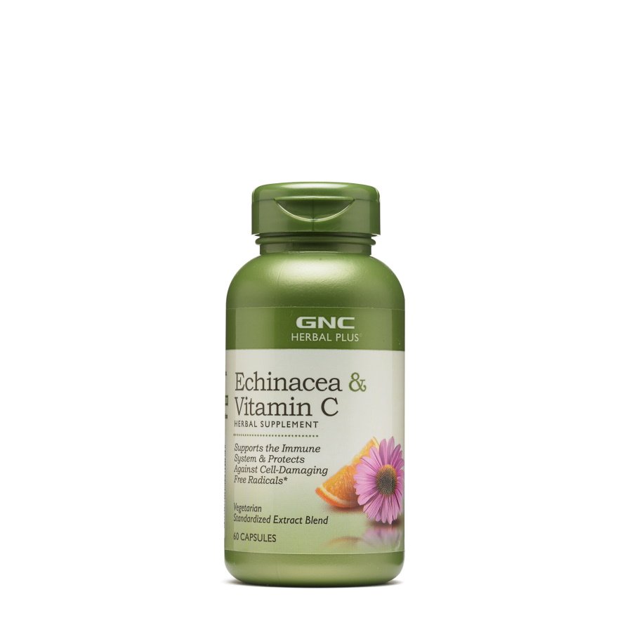 Натуральная добавка GNC Herbal Plus Echinacea &amp; Vitamin C, 60 капсул,  мл, GNC. Hатуральные продукты. Поддержание здоровья 