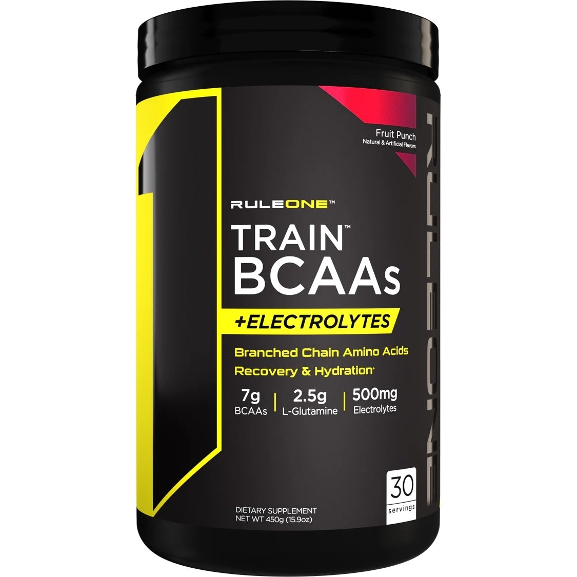 Аминокислота BCAA Rule 1 Train BCAAs + Electrolytes, 450 грамм Фруктовый пунш,  мл, Rule One Proteins. BCAA. Снижение веса Восстановление Антикатаболические свойства Сухая мышечная масса 