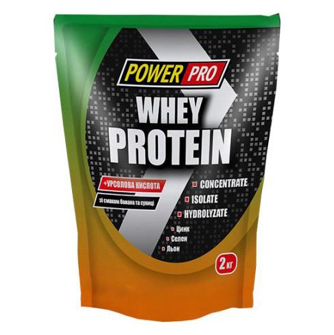 Протеин Power Pro Whey Protein, 2 кг Банан-земляника,  мл, Power Pro. Протеин. Набор массы Восстановление Антикатаболические свойства 