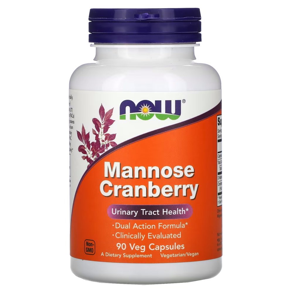 Натуральная добавка NOW Mannose Cranberry, 90 вегакапсул,  ml, Now. Natural Products. General Health 