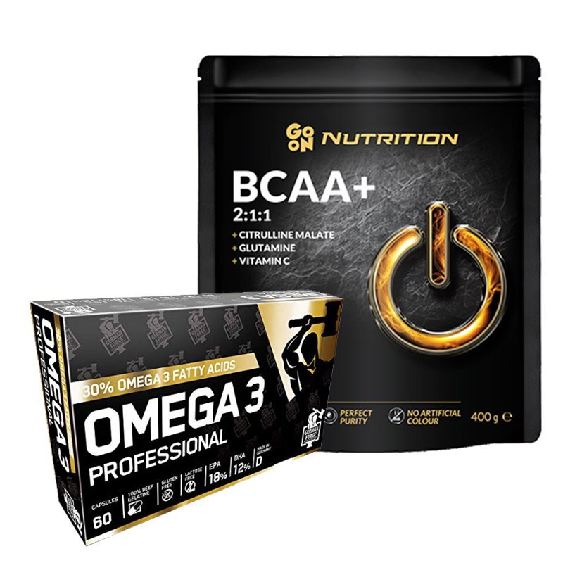 BCAA GoOn BCAA 400 грамм + German Forge Omega 3 Professional 60 капсул, SALE,  мл, Go Nutrition. BCAA. Снижение веса Восстановление Антикатаболические свойства Сухая мышечная масса 