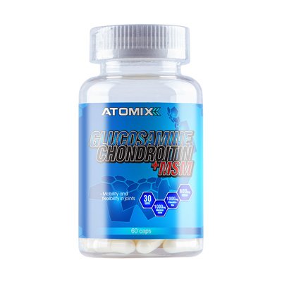 Glucosamine Chondroitin+MSM, 60 шт, Atomixx. Глюкозамин Хондроитин. Поддержание здоровья Укрепление суставов и связок 