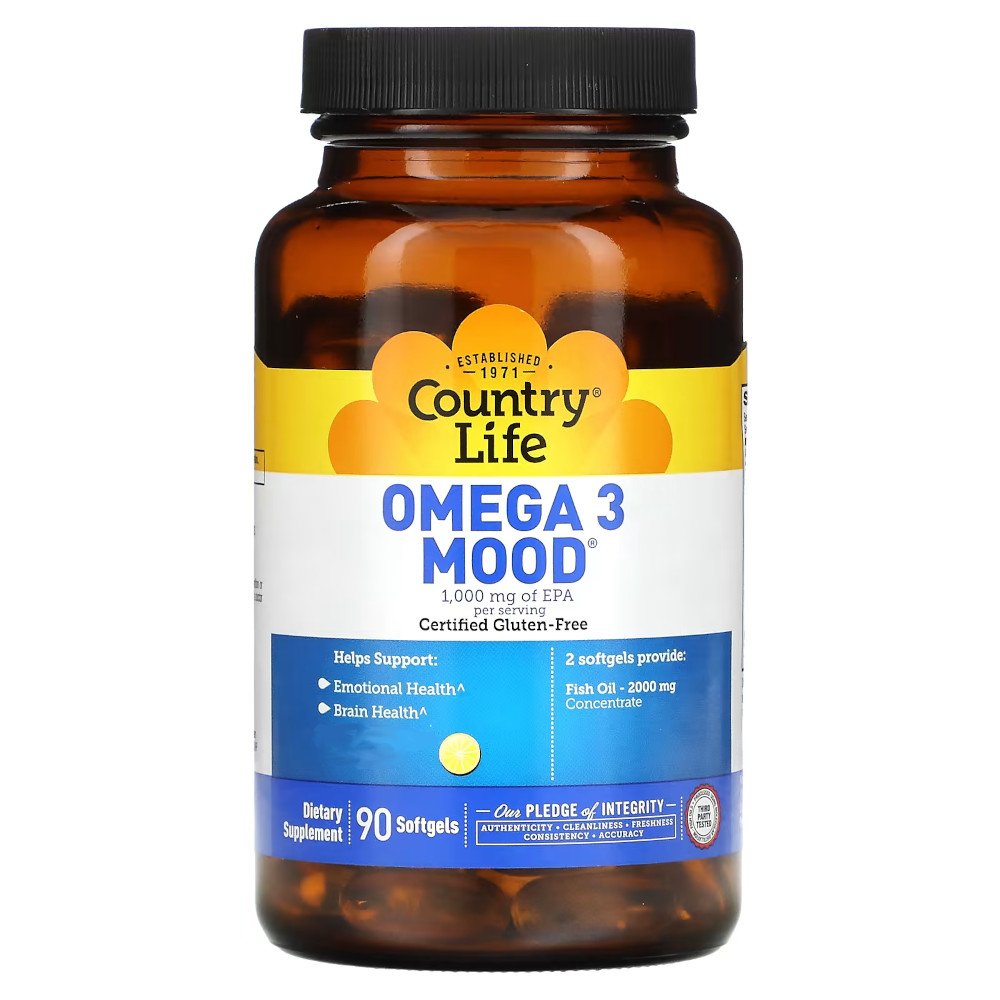 Жирные кислоты Country Life Omega 3 Mood, 90 капсул,  мл, Country Life. Жирные кислоты (Omega). Поддержание здоровья 