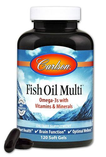 Мультивитамины и Минералы с Омега-3, Fish Oil Multi, Carlson, 120 желатиновых капсул,  мл, Carlson Labs. Витаминно-минеральный комплекс. Поддержание здоровья Укрепление иммунитета 