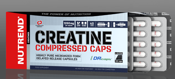 Creatine Compressed Caps, 120 шт, Nutrend. Креатин моногидрат. Набор массы Энергия и выносливость Увеличение силы 