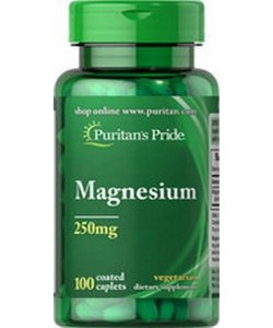 Magnesium 250 mg, 100 piezas, Puritan's Pride. Magnesio Mg. General Health Lowering cholesterol Preventing fatigue 