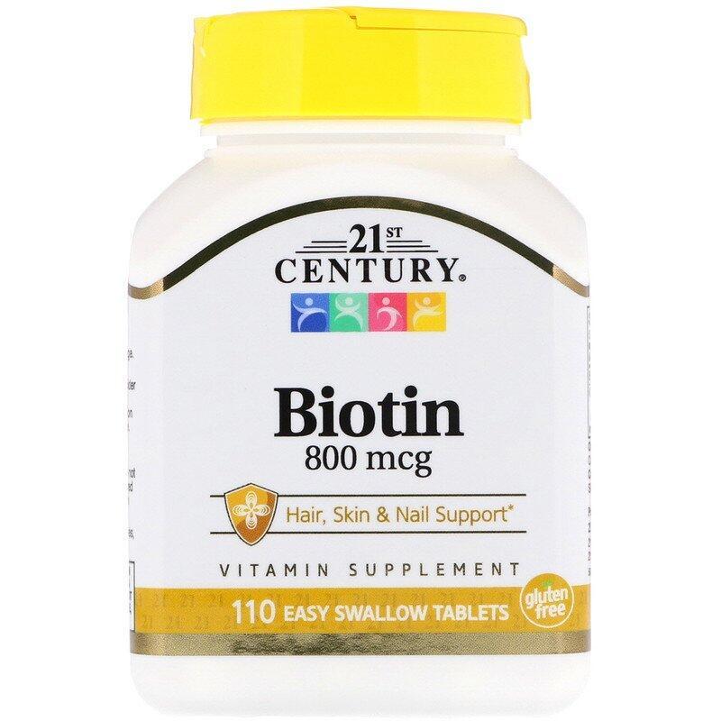 21st Century Biotin 800 мг 110 таблеток,  мл, 21st Century. Витамины и минералы. Поддержание здоровья Укрепление иммунитета 