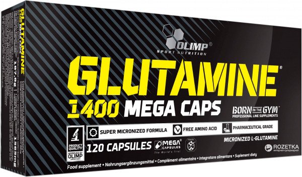Глютамін Olimp Labs L-Glutamine 1400 mega caps 120 caps,  ml, Olimp Labs. Glutamine. Mass Gain recovery Anti-catabolic properties 
