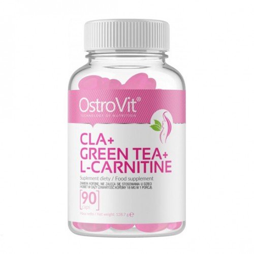 Жиросжигатель OstroVit CLA + Green Tea + L-Carnitine, 90 капсул,  ml, OstroVit. Quemador de grasa. Weight Loss Fat burning 