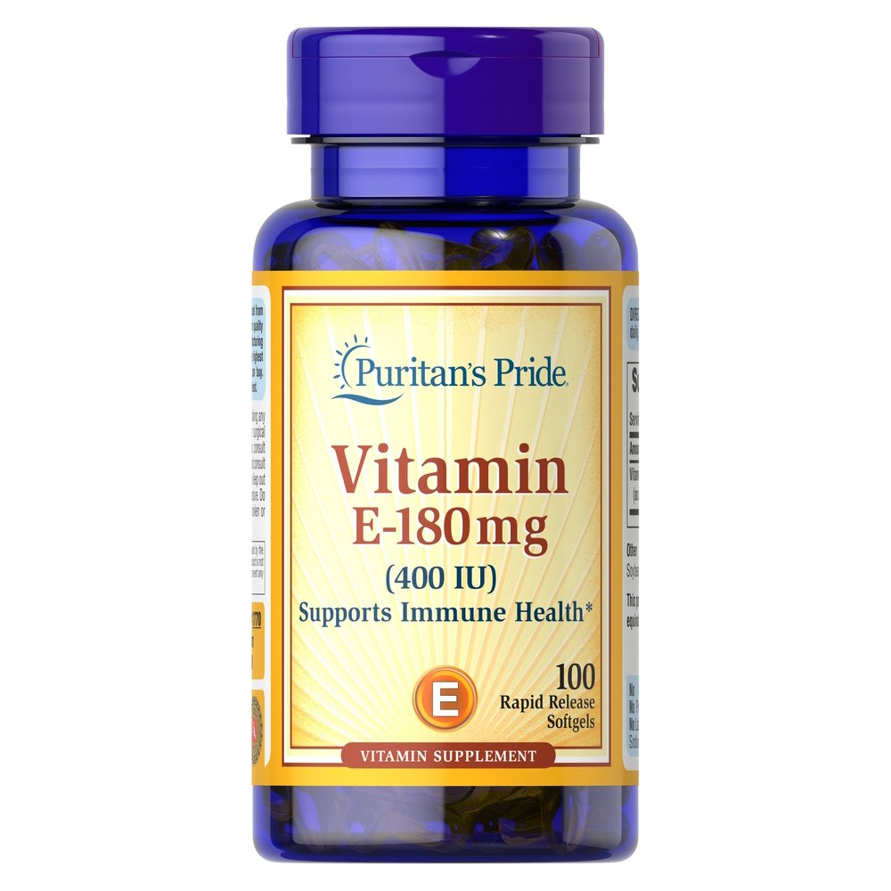 Витамины и минералы Puritan's Pride Vitamin  E 400 IU (180 mg), 100 капсул,  ml, Puritan's Pride. Vitaminas y minerales. General Health Immunity enhancement 