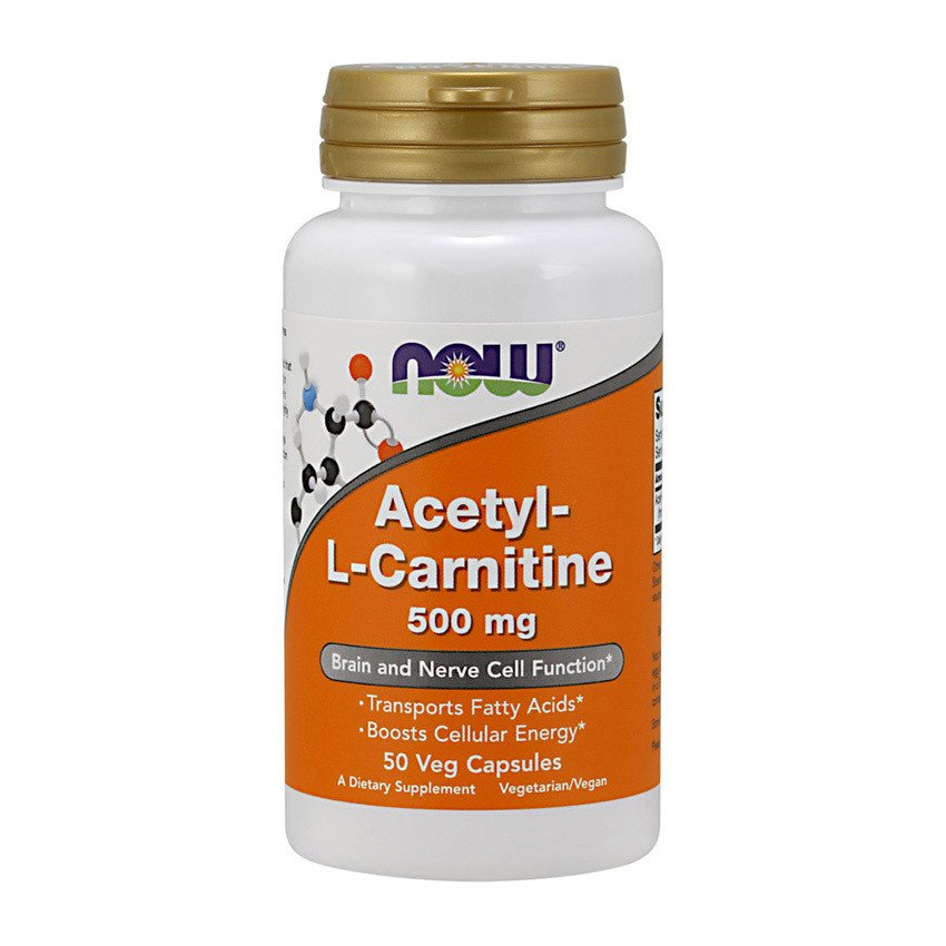 Ацетил Л-карнитин Now Foods Acetyl-L-Carnitine 500 mg(50 капс) нау фудс,  мл, Now. L-карнитин. Снижение веса Поддержание здоровья Детоксикация Стрессоустойчивость Снижение холестерина Антиоксидантные свойства 