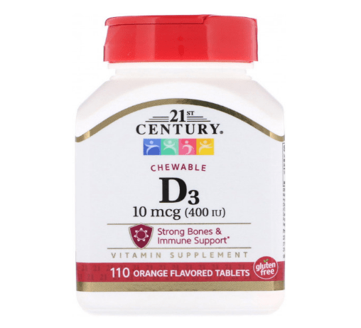 21st Century Vitamin D3 10 mcg (400 IU) 110 Tabs (Orange),  мл, 21st Century. Витамины и минералы. Поддержание здоровья Укрепление иммунитета 