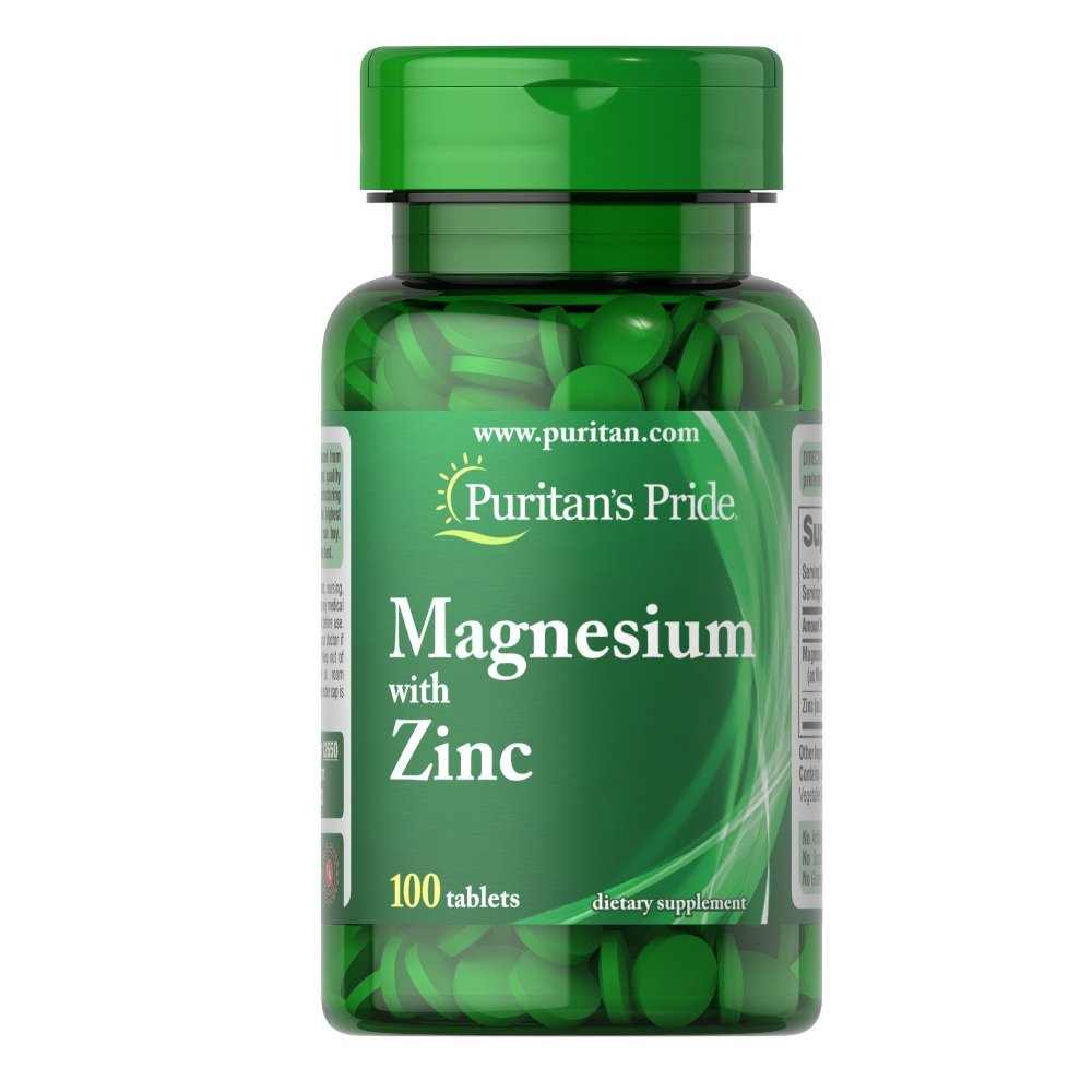 Витамины и минералы Puritan's Pride Magnesium with Zinc, 100 таблеток,  мл, Puritan's Pride. Витамины и минералы. Поддержание здоровья Укрепление иммунитета 