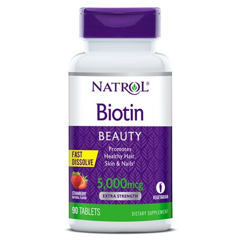 Витамины и минералы Natrol Biotin 5000 mcg, 90 таблеток - клубника,  мл, Natrol. Витамины и минералы. Поддержание здоровья Укрепление иммунитета 