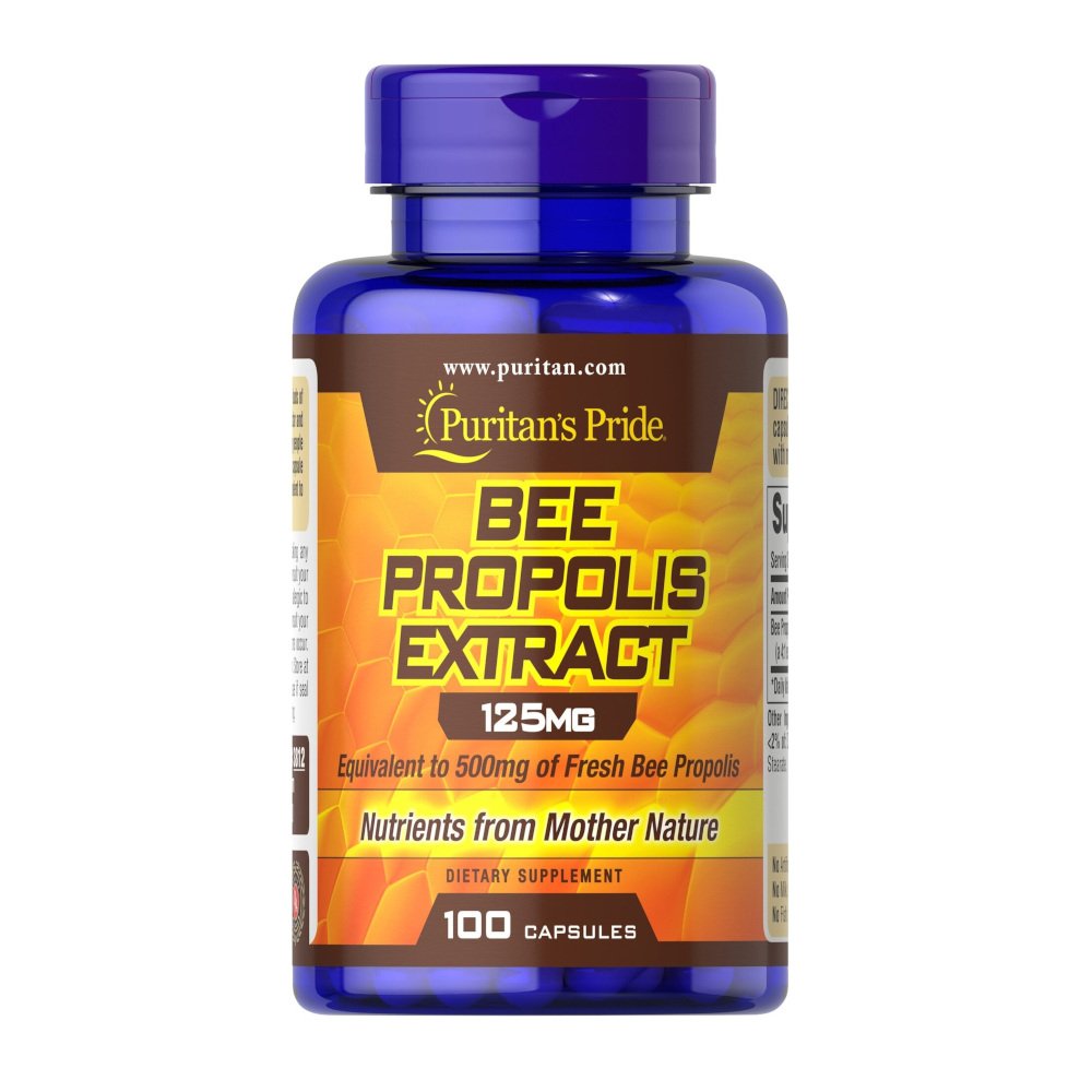 Натуральная добавка Puritan's Pride Bee Propolis Extract 125 mg, 100 капсул,  мл, Puritan's Pride. Hатуральные продукты. Поддержание здоровья 