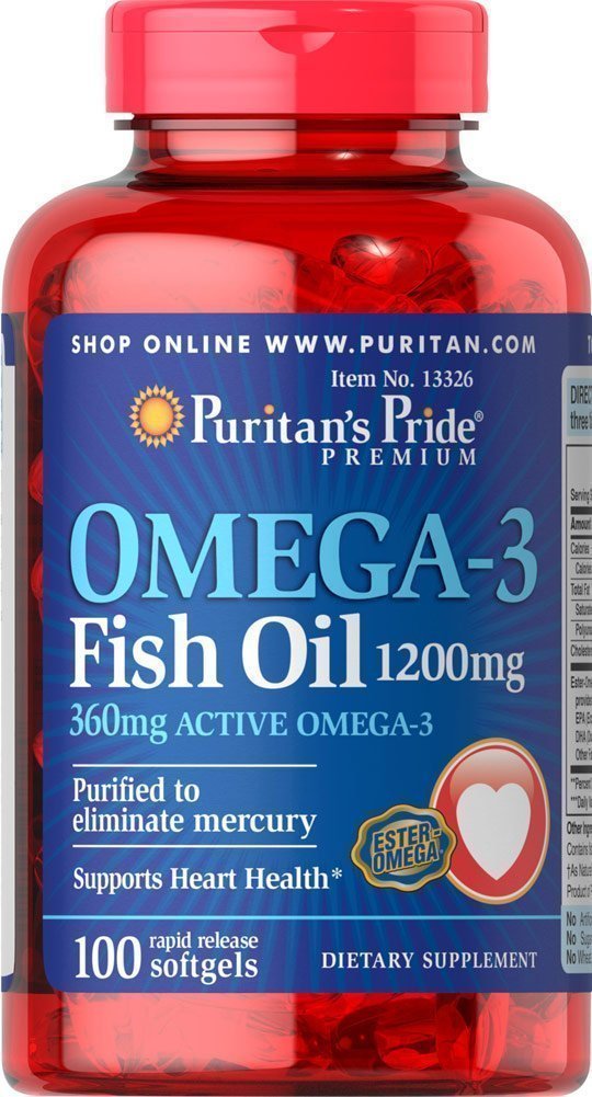 Puritans Pride  OMEGA 3 FISH OIL 100 шт. / 100 servings,  мл, Puritan's Pride. Омега 3 (Рыбий жир). Поддержание здоровья Укрепление суставов и связок Здоровье кожи Профилактика ССЗ Противовоспалительные свойства 