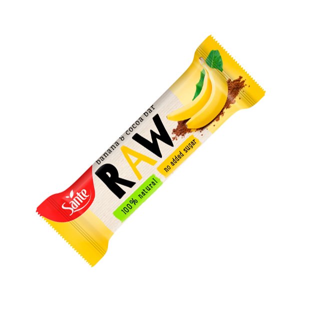 Батончик Sante RAW Fruit Bar, 35 грамм Банан-какао,  мл, Go On Nutrition. Батончик. 