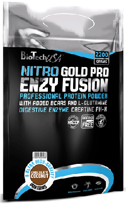 Nitro Gold Pro Enzy Fusion, 2200 г, BioTech. Комплекс сывороточных протеинов. 