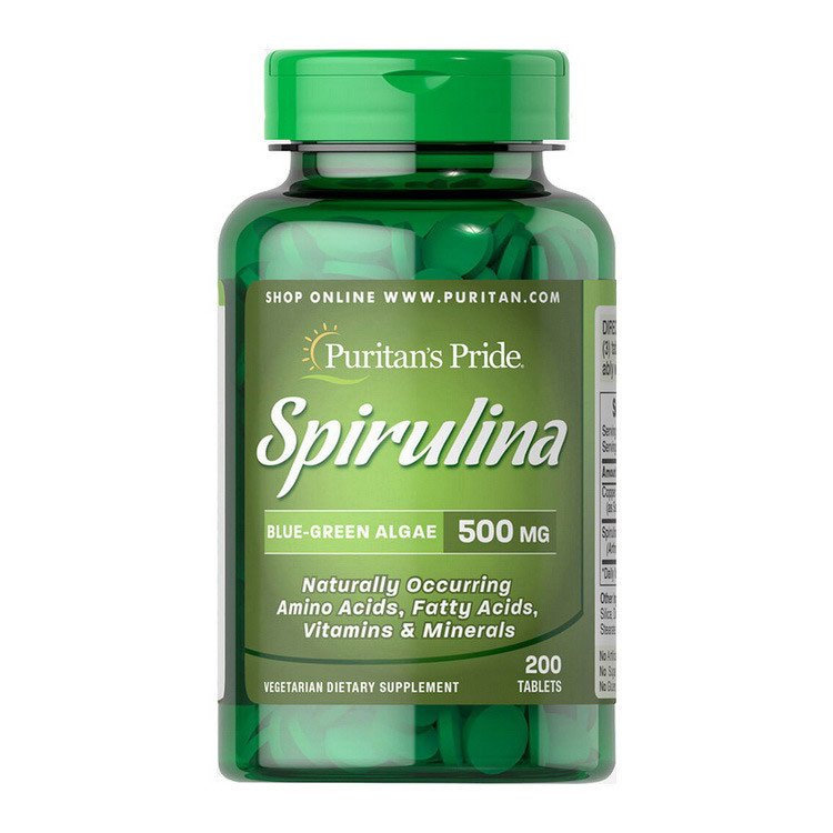 Спирулина Puritan's Pride Spirulina 500 mg (200 таб) пуританс прайд,  мл, Puritan's Pride. Спирулина. Поддержание здоровья 