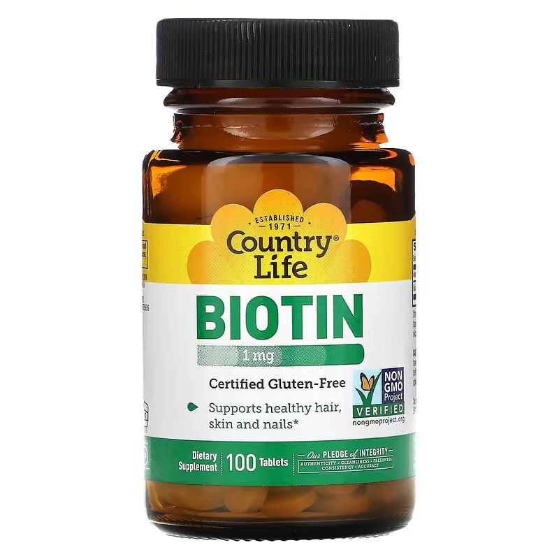 Витамины и минералы Country Life Biotin 1 mg, 100 таблеток,  мл, Country Life. Витамины и минералы. Поддержание здоровья Укрепление иммунитета 