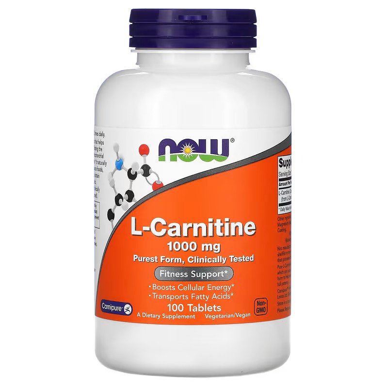Жиросжигатель NOW L-Carnitine 1000 mg, 100 таблеток,  ml, Now. Fat Burner. Weight Loss Fat burning 