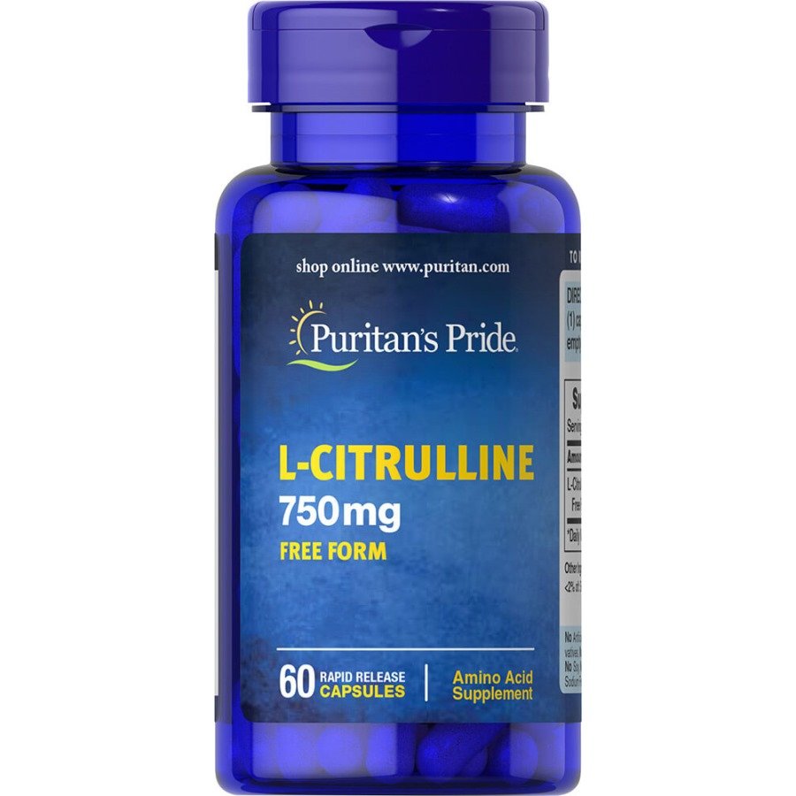 Аминокислота Puritan's Pride L-Citrulline 750 mg, 60 капсул,  мл, Puritan's Pride. Аминокислоты. 
