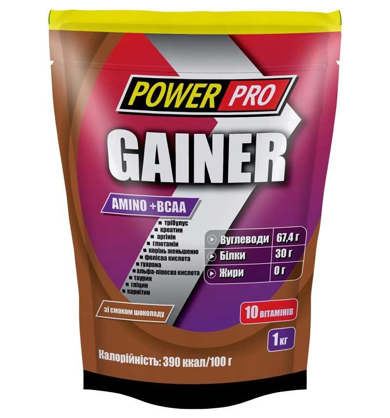 Гейнер Power Pro Gainer Amino+BCAA 1000 г Шоколад,  ml, Power Pro. Ganadores. Mass Gain Energy & Endurance recuperación 