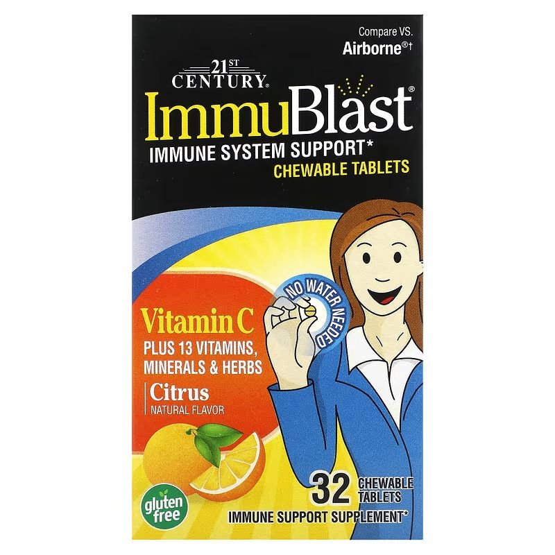 Витамины и минералы 21st Century ImmuBlast, 32 жевательные таблетки Цитрус,  ml, 21st Century. Vitamins and minerals. General Health Immunity enhancement 