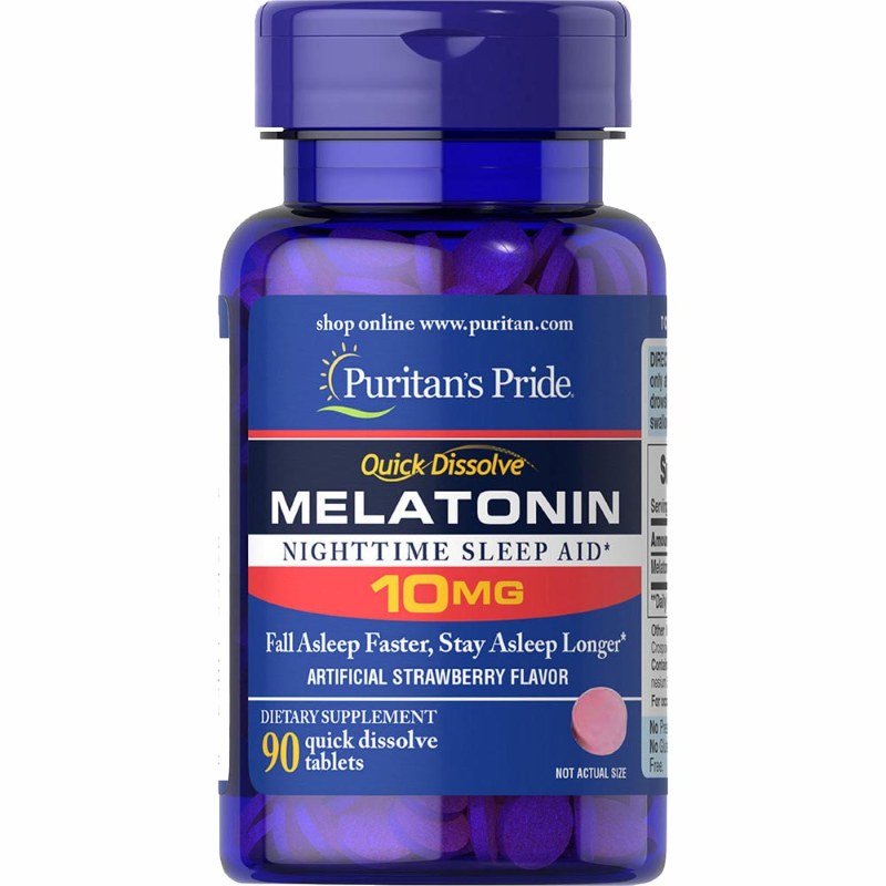 Puritan's Pride Восстановитель Puritan's Pride Melatonin 10 mg, 90 таблеток - клубника, , 