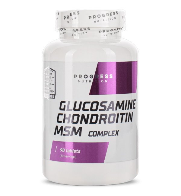 Для суставов и связок Progress Nutrition Glucosamine Chondroitin MSM, 90 таблеток,  мл, Progressive Pharma Labs. Хондропротекторы. Поддержание здоровья Укрепление суставов и связок 