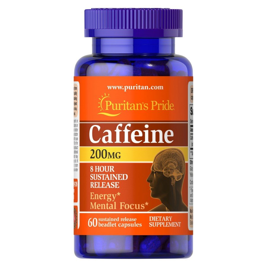 Предтренировочный комплекс Puritan's Pride Caffeine 200 mg, 60 капсул,  мл, Puritan's Pride. Предтренировочный комплекс. Энергия и выносливость 