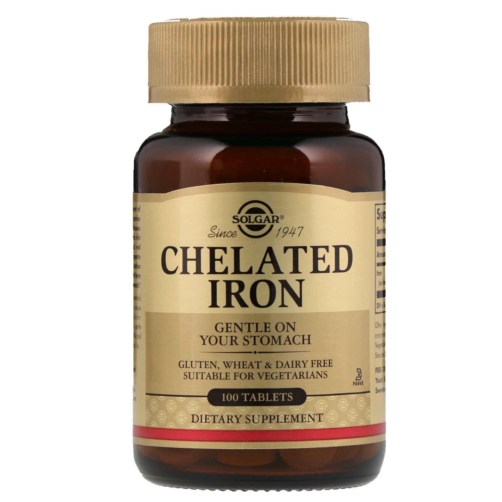 Chelated Iron, 100 pcs, Solgar. Vitamins and minerals. General Health Immunity enhancement 
