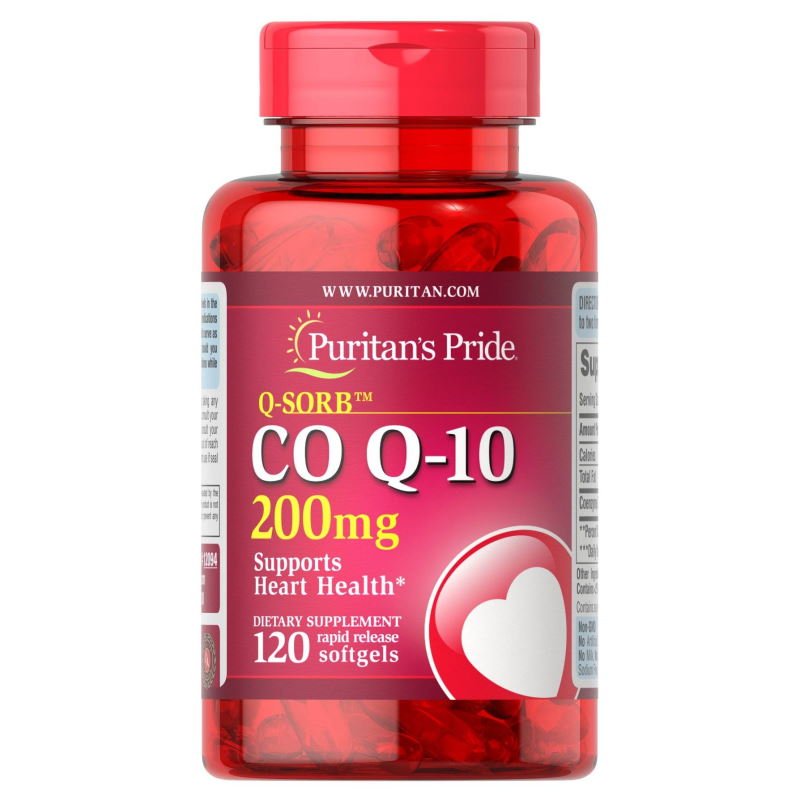 Витамины и минералы Puritan's Pride CO Q10 200 mg, 120 капсул,  мл, Puritan's Pride. Витамины и минералы. Поддержание здоровья Укрепление иммунитета 
