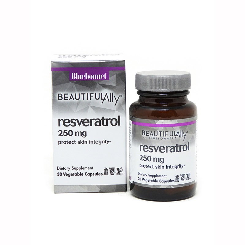 Bluebonnet Nutrition Натуральная добавка Bluebonnet Resveratrol 250 mg, 30 вегакапсул - Beautiful Ally, , 