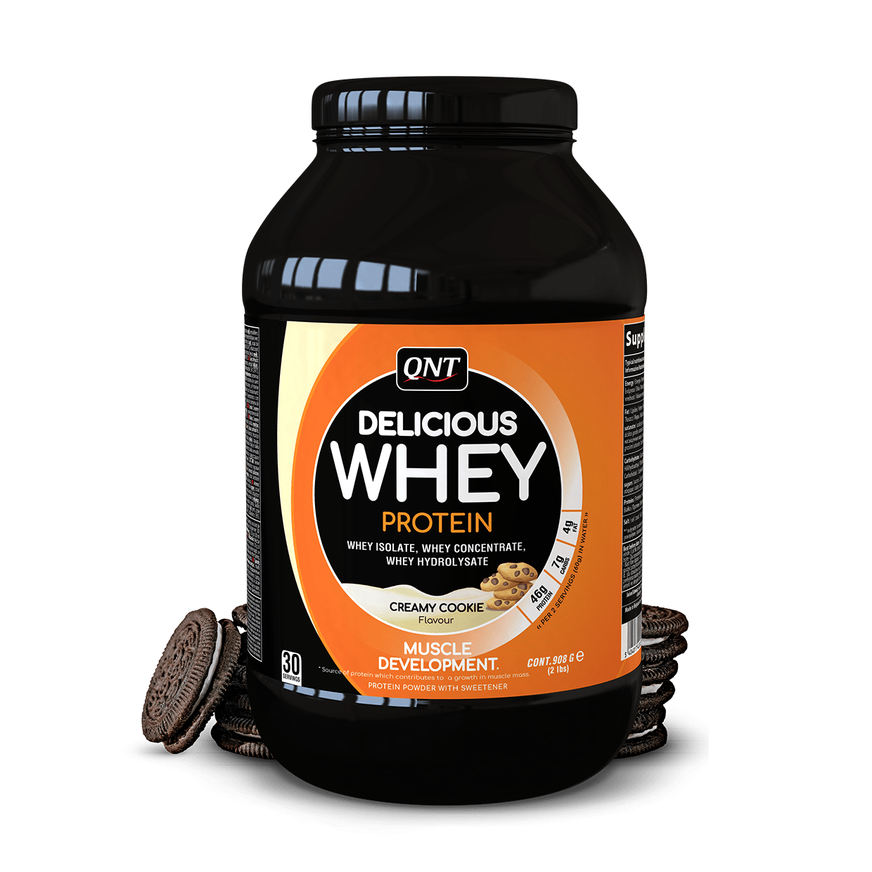 Сывороточный протеин изолят QNT Delicious Whey protein (908 г)кюнт  cookies & cream,  ml, QNT. Whey Isolate. Lean muscle mass Weight Loss recovery Anti-catabolic properties 