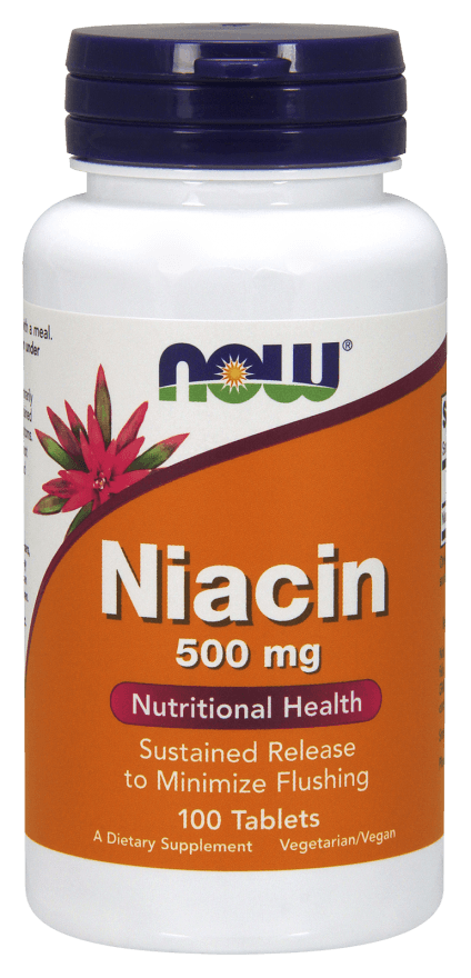 Niacin 500 mg, 100 piezas, Now. Vitamina B. General Health 