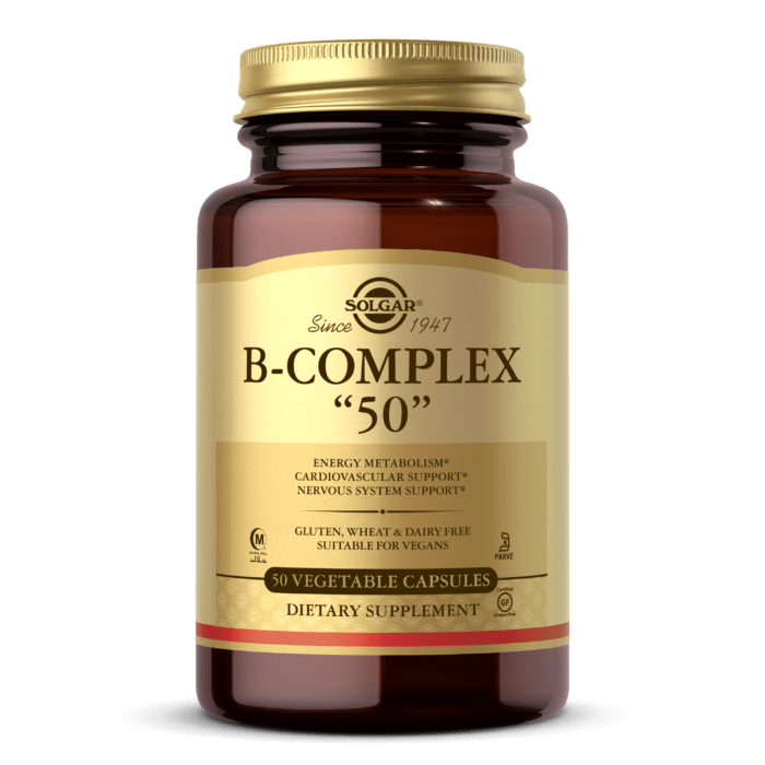 Комплекс витаминов группы Б Solgar B-Complex 50 (50 капс) солгар,  мл, Solgar. Витамин B. Поддержание здоровья 