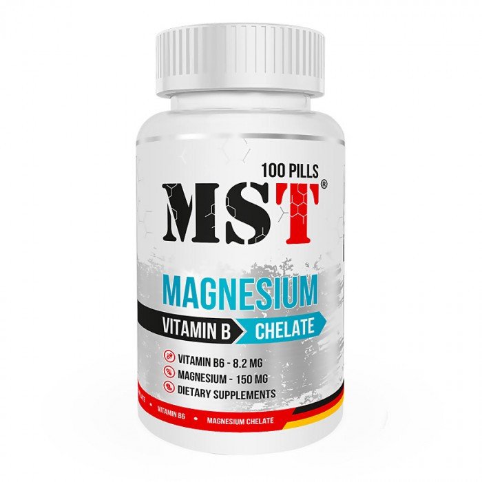 MST Nutrition Витамины и минералы MST Magnesium Chelate Plus Vitamin B6, 100 таблеток, , 