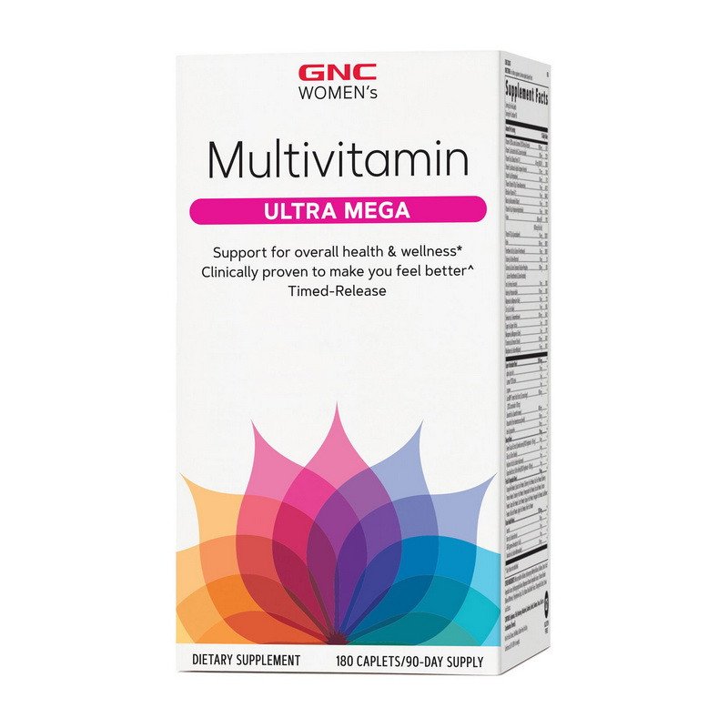 Витамины для женщин Women's Ultra Mega Multivitamin 180 каплет,  мл, GNC. Витамины и минералы. Поддержание здоровья Укрепление иммунитета 
