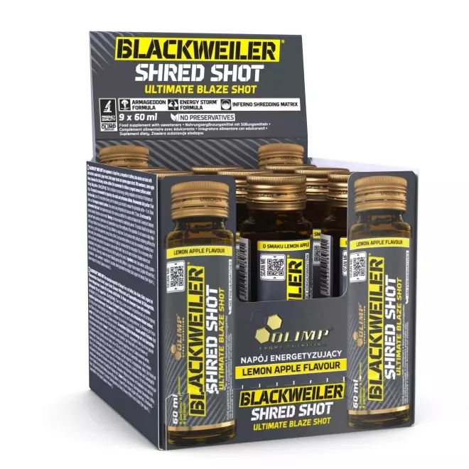 Olimp Labs Предтренировочный комплекс Olimp BlackWeiler Shred Shot, 9*60 мл Лимон-яблоко, , 