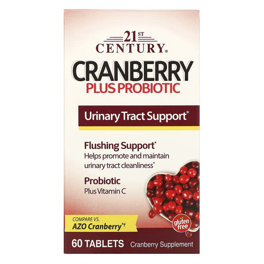 Натуральная добавка 21st Century Cranberry Plus Probiotic, 60 таблеток,  мл, 21st Century. Hатуральные продукты. Поддержание здоровья 