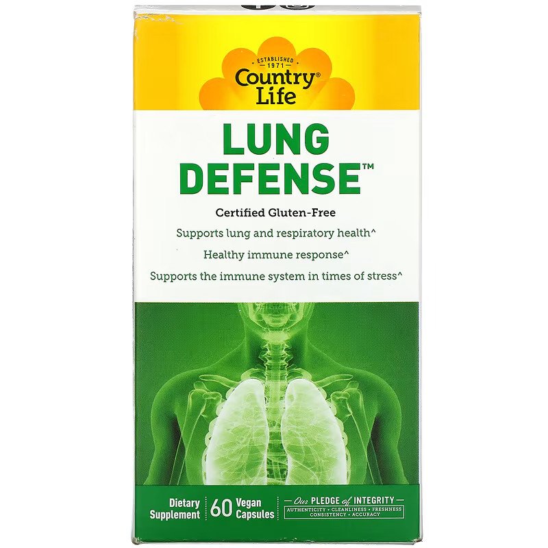 Натуральная добавка Country Life Lung Defense, 60 вегакапсул,  мл, Country Life. Hатуральные продукты. Поддержание здоровья 