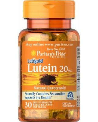 Lutein 20 mg, 30 pcs, Puritan's Pride. Lutein. General Health 
