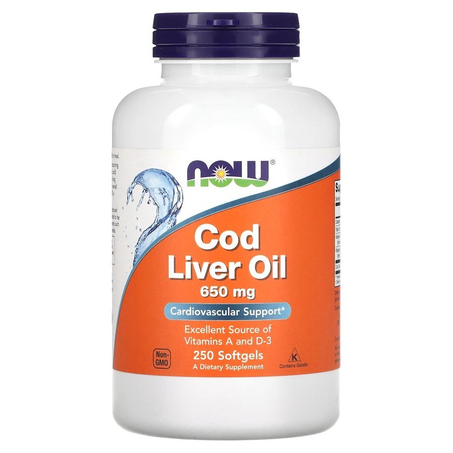 Now Жирные кислоты NOW Cod Liver Oil 650 mg, 250 капсул, , 
