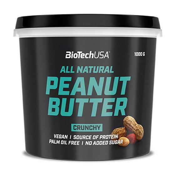 Натуральная арахисовая паста BioTech All Natural Peanut Butter (1000 г) биотеч crunchy,  мл, BioTech. Арахисовая паста. 